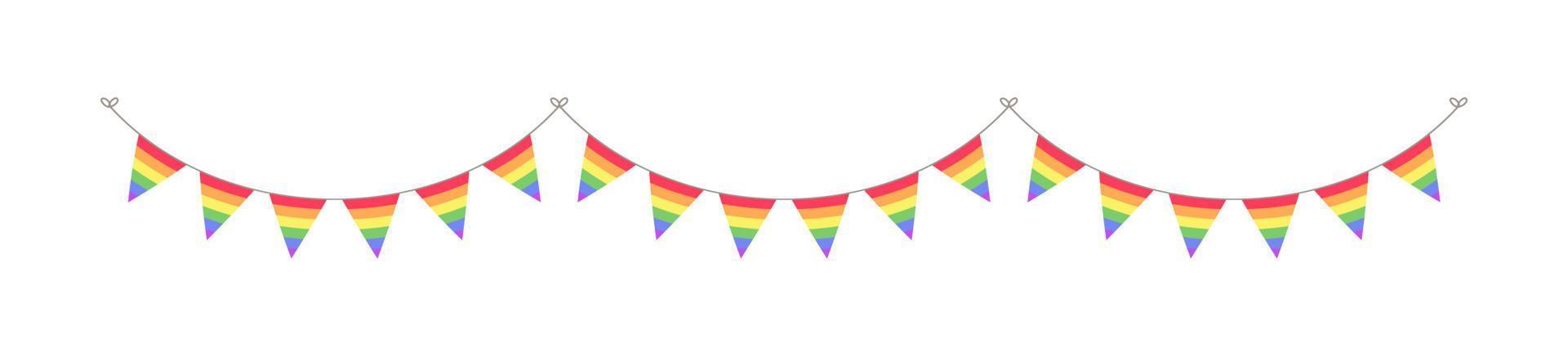 Rainbow flag pennant garland. Pride month bunting divider simple vector illustration clipart