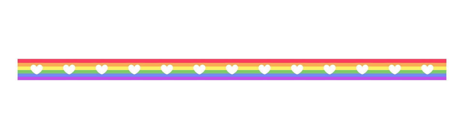 arco iris bandera con corazones borde. orgullo mes divisor sencillo vector ilustración clipart