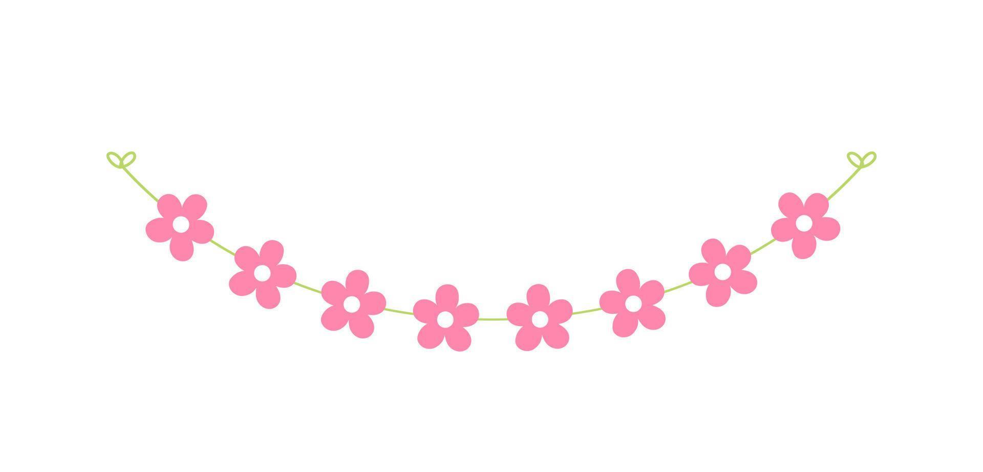 Cute spring floral garland illustration. Flower buntings for springtime designs. vector