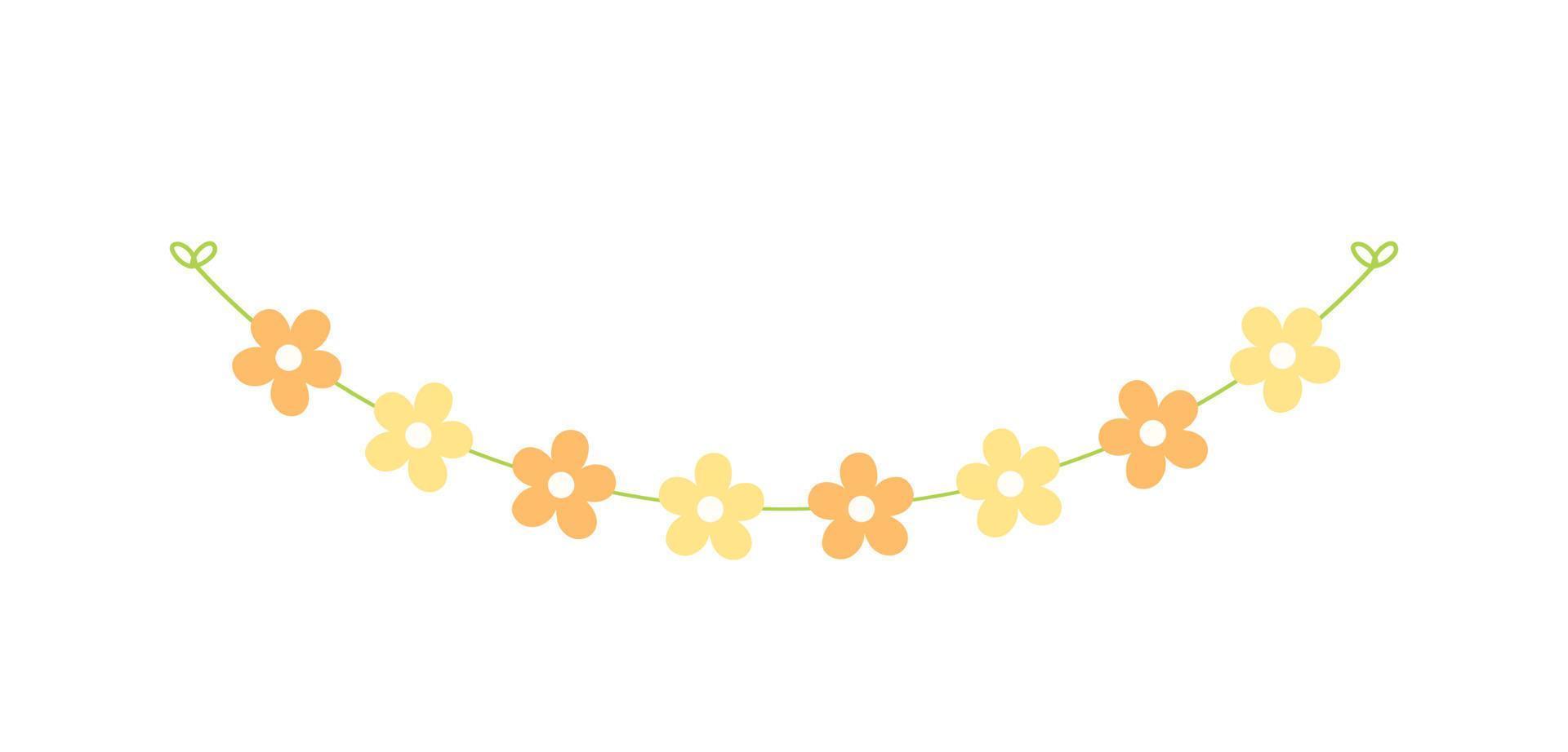 Cute spring floral garland illustration. Flower buntings for springtime designs. vector