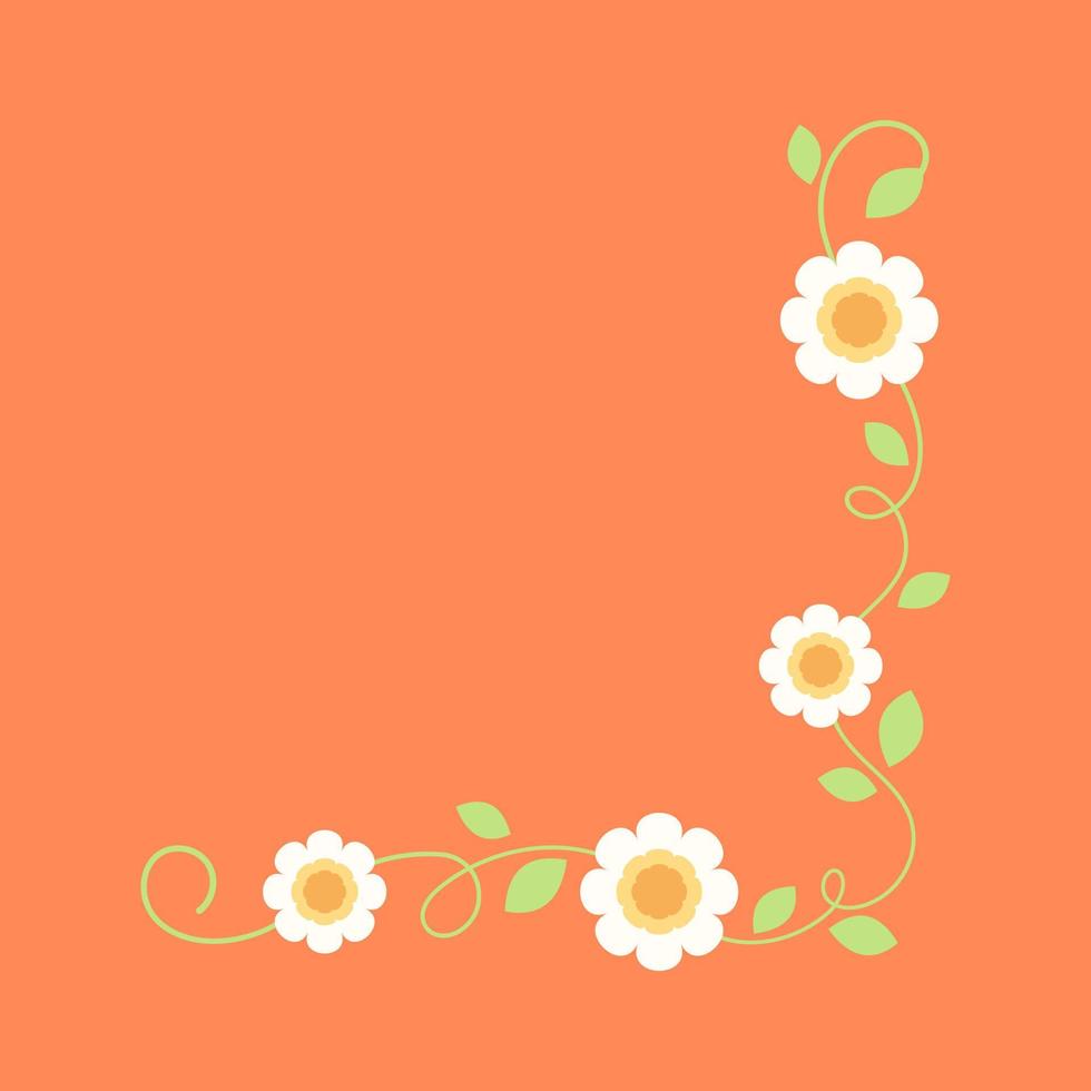 Flower corner frame vector design. Hand drawn floral corner borders.