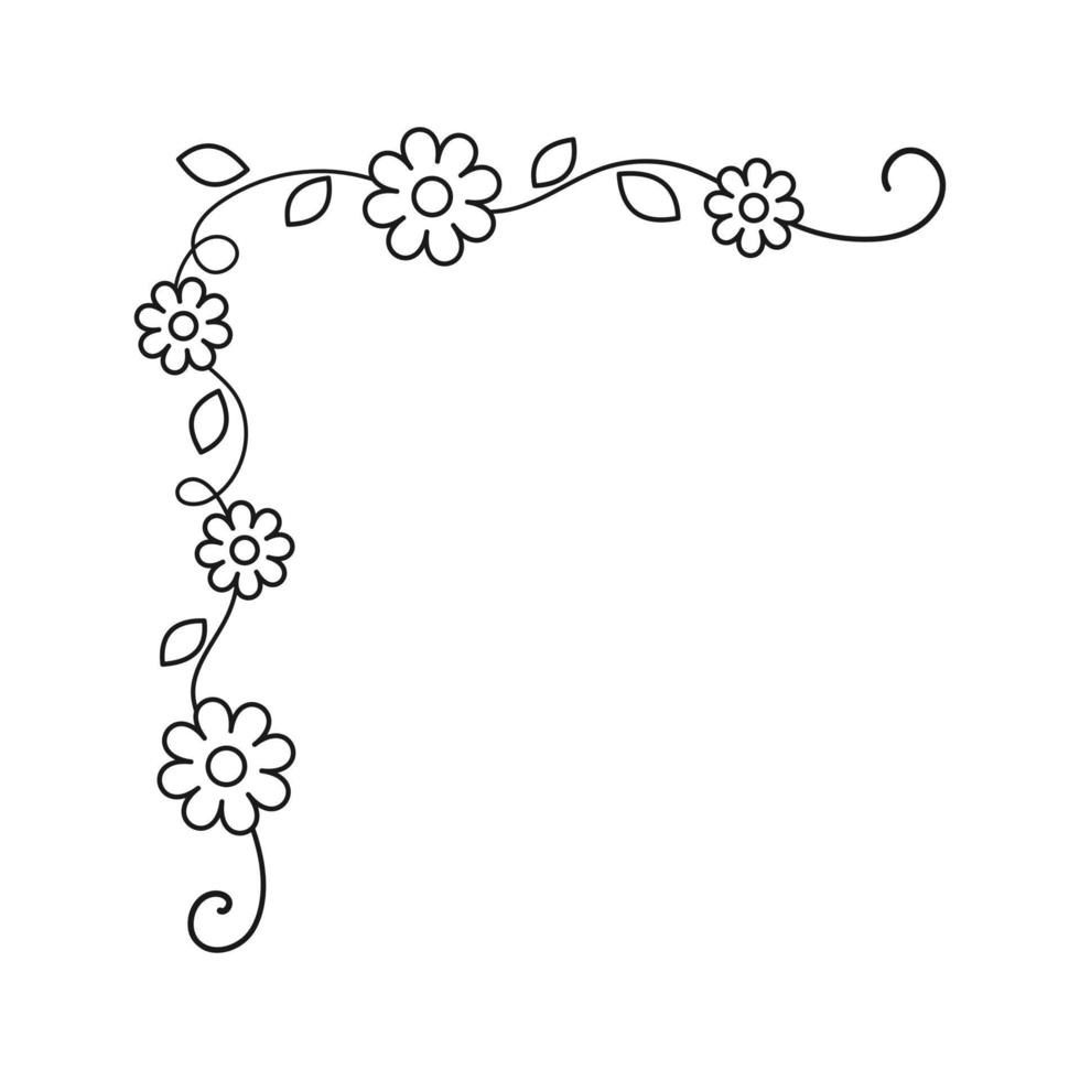 Page Corner White Transparent, Flower Lineart For Corner Page Border, Flower  Drawing, Corner Drawing, Border Drawing PNG Image For Free Download