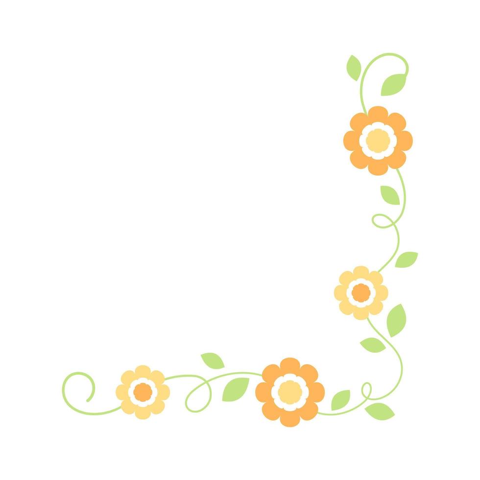 Flower corner frame vector design. Hand drawn floral corner borders.