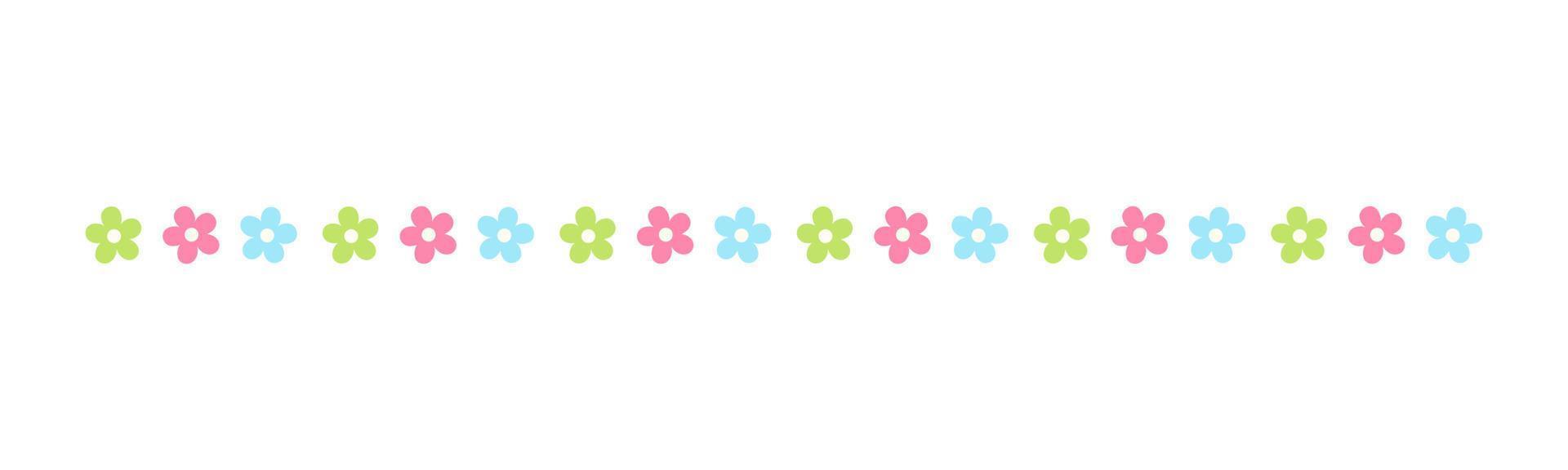 Cute Spring Floral Divider Borders. Springtime and Easter flower separators design elements. vector