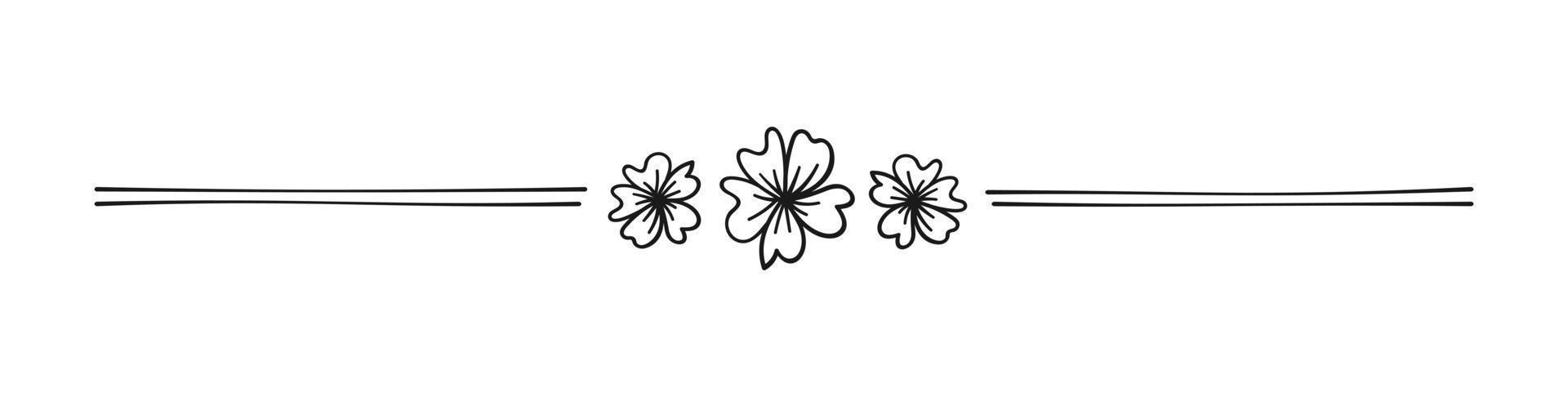 Cute Floral Page Divider Doodle Illustrations Simple Flower Border