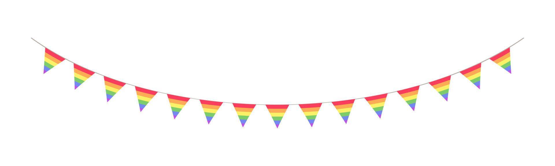 Rainbow flag pennant garland. Pride month bunting divider simple vector illustration clipart