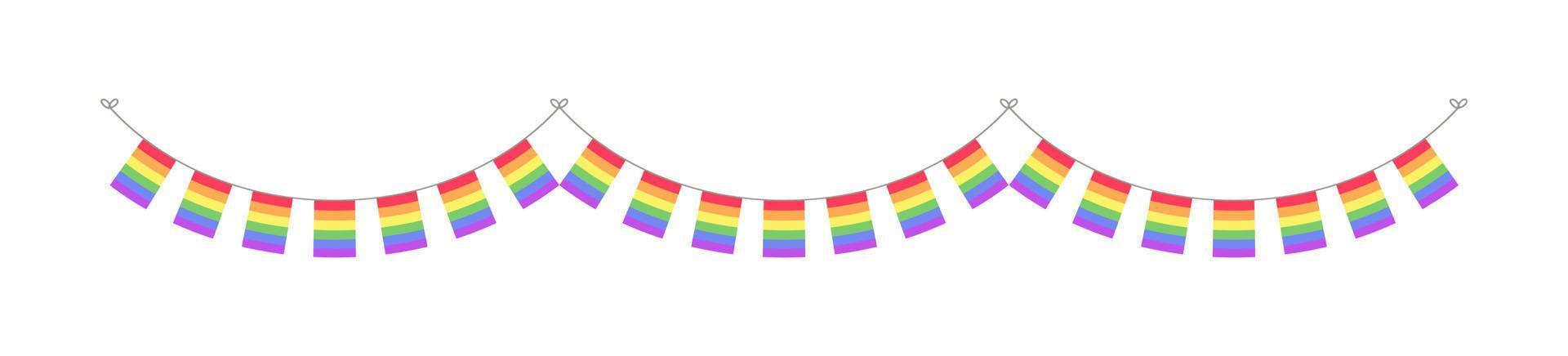 Rainbow flag pennant garland. Pride month bunting divider simple vector illustration clipart