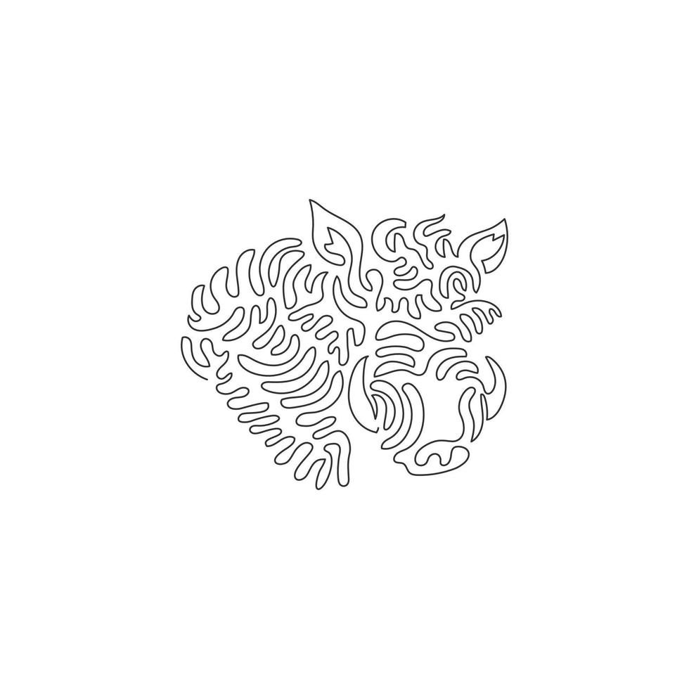 Single one line drawing of ugly face warthog abstract art. Continuous line draw graphic design vector illustration of warthogs have two sets tusks for icon, symbol, company logo