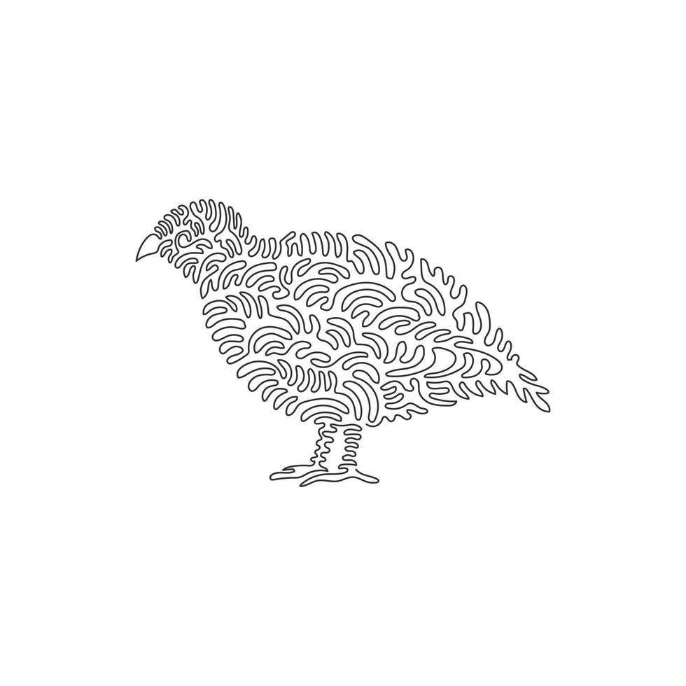 Continuous curve one line drawing of cute wild quails curve abstract art. Single line editable stroke vector illustration of quail smallish plain birds for logo, wall decor and poster print decoration