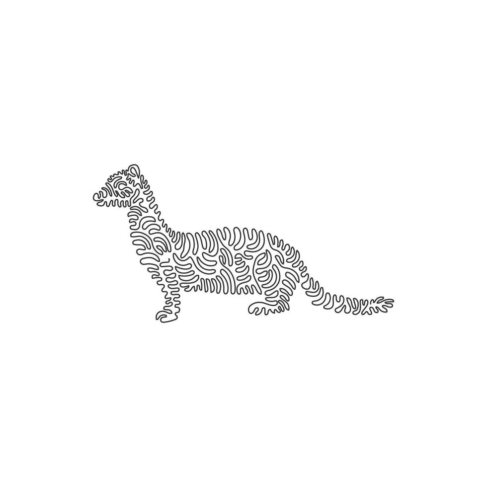 Single one line drawing of weasel  aggressive predators abstract art. Continuous line draw graphic design vector illustration of carnivores mammal for icon, symbol, company logo, poster wall decor
