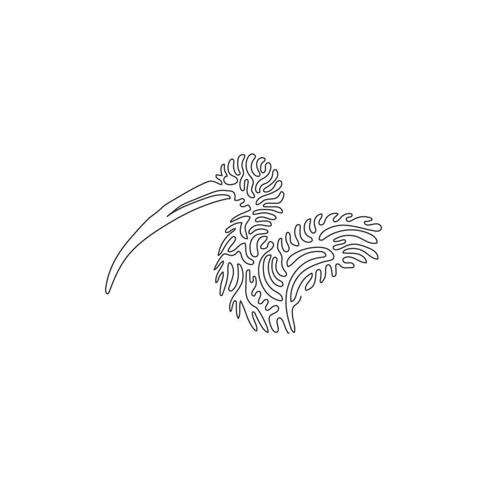 Continuous curve one line drawing of cute ibises curve abstract art. Single line editable stroke vector illustration of ibises, bill is long and curved for logo, wall decor and poster print decoration