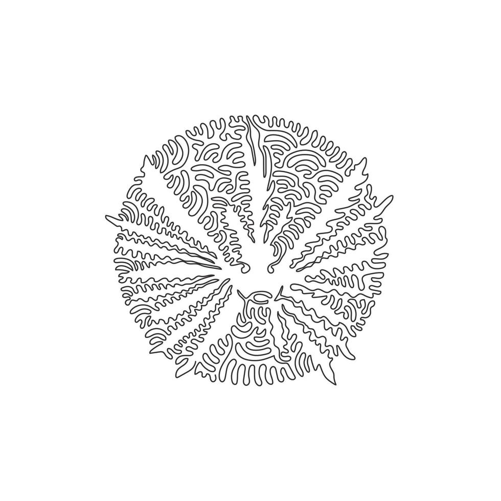 Single curly one line drawing of exotic lionfish abstract art. Continuous line draw graphic design vector illustration of adorable lionfish for icon, symbol, company logo, sign, poster wall decor
