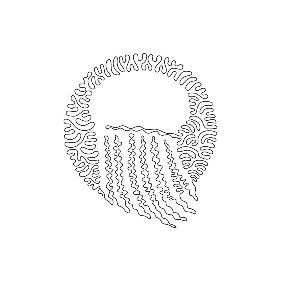 Single curly one line drawing of cute jellyfish abstract art. Continuous line draw graphic design vector illustration of jellyfish animal with umbrella shaped for icon, symbol, logo, poster wall decor