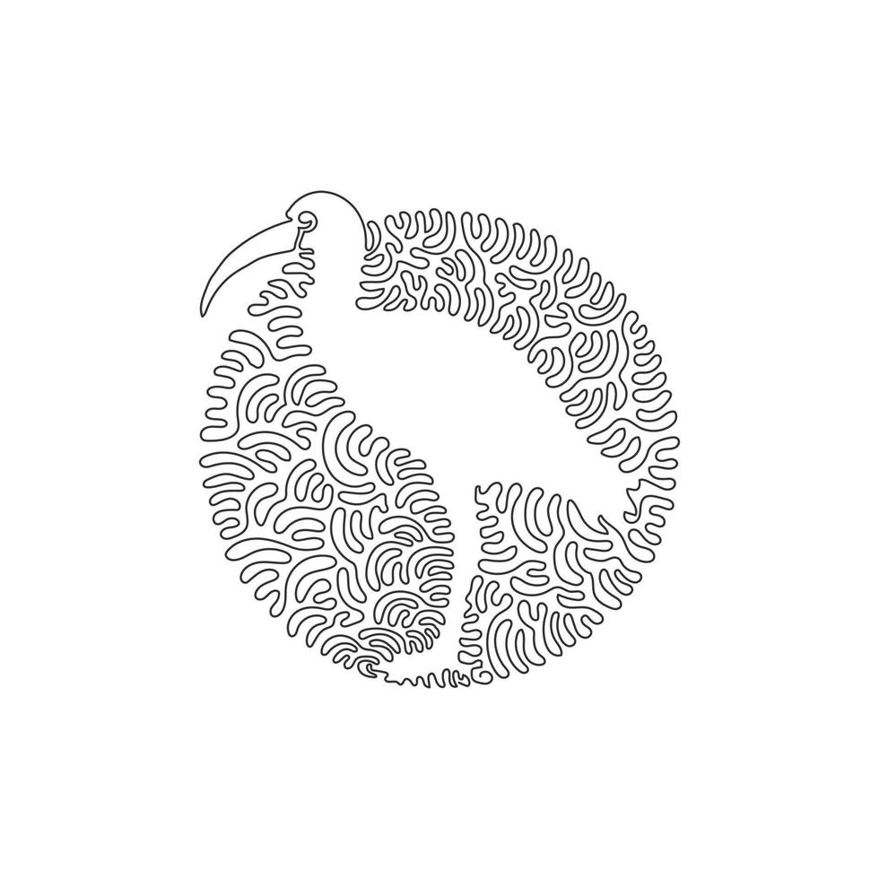 Single swirl continuous line drawing of cute ibises abstract art. Continuous line draw graphic design vector illustration style of large wading birds for icon, sign, minimalism modern wall decor