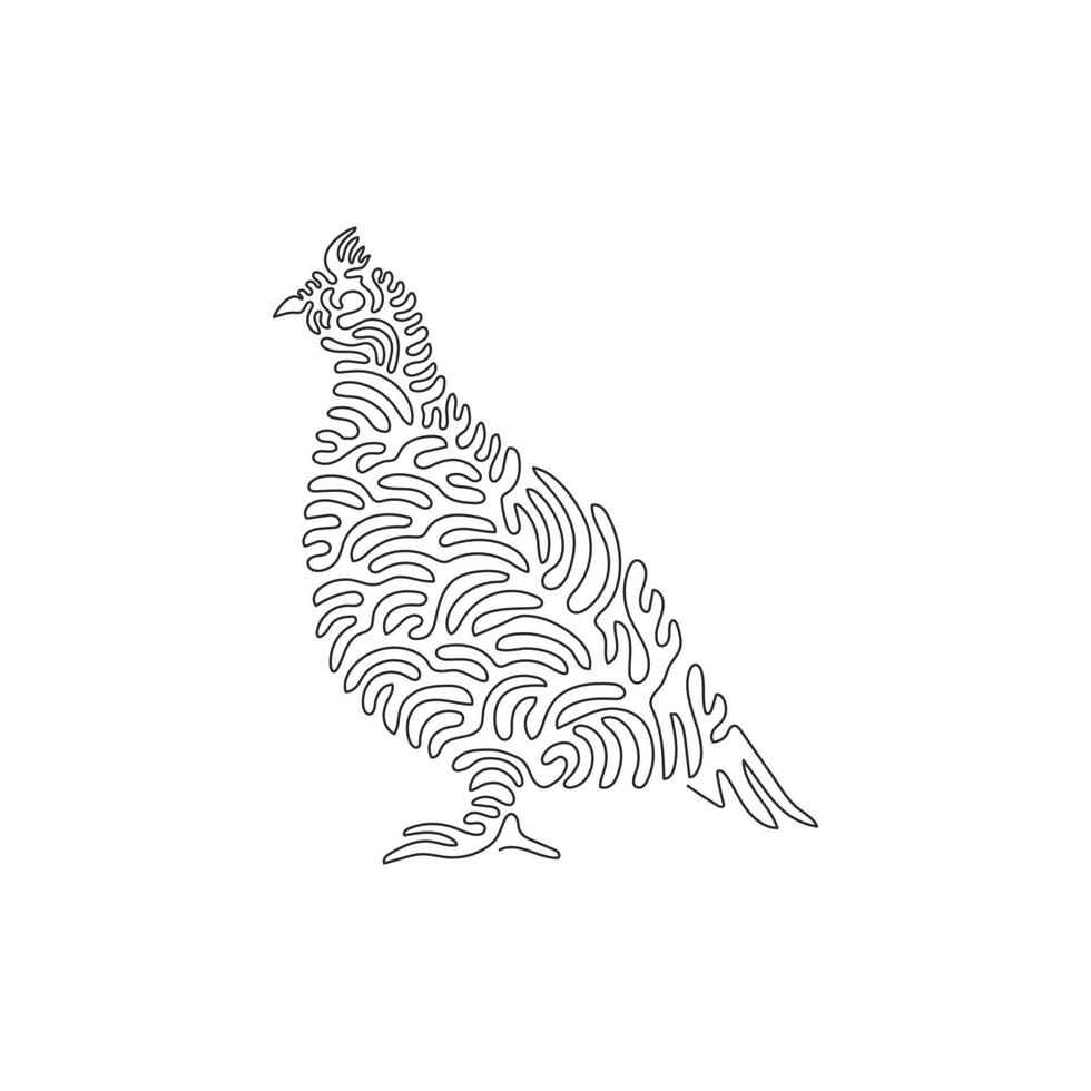 Single one line drawing of stocky grouse abstract art. Continuous line draw graphic design vector illustration of beautiful grouse for icon, symbol, company logo, sign