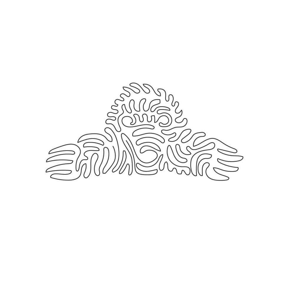 Single curly one line drawing of mole excavates tunnels abstract art. Continuous line draw graphic design vector illustration of massive claws animal for icon, symbol, company logo, poster wall decor