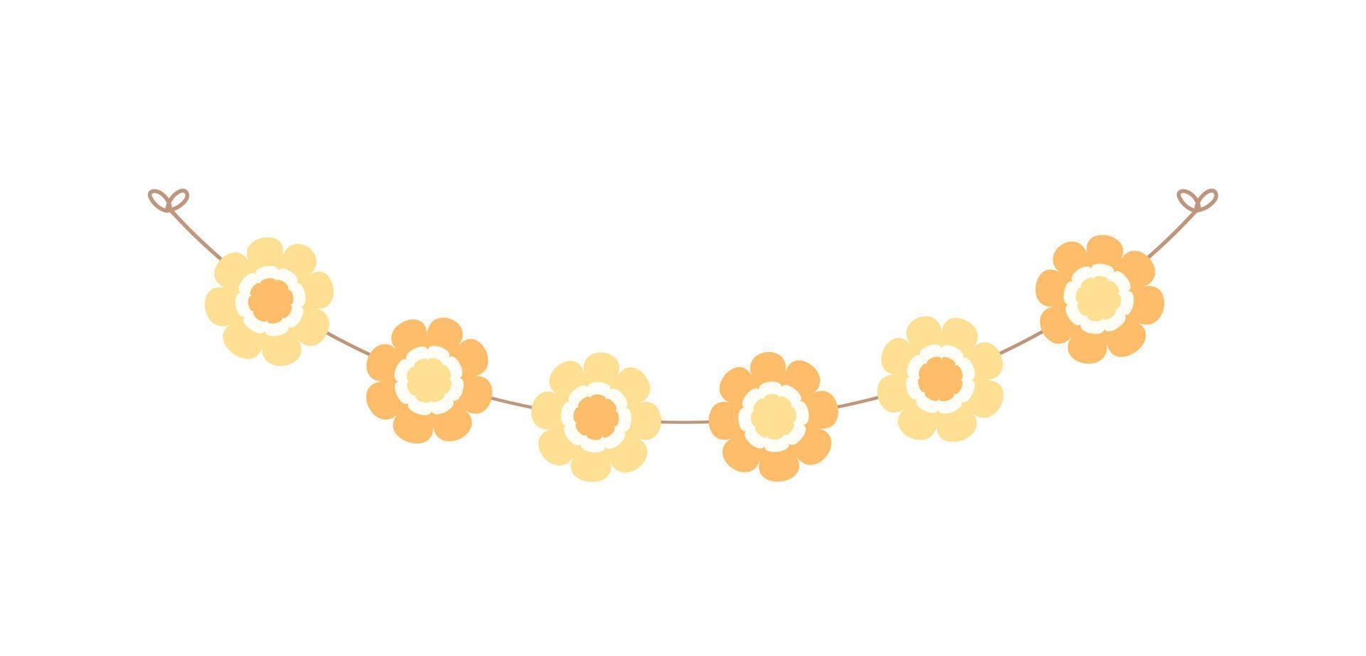 Cute spring floral garland illustration. Flower buntings for springtime designs. vector