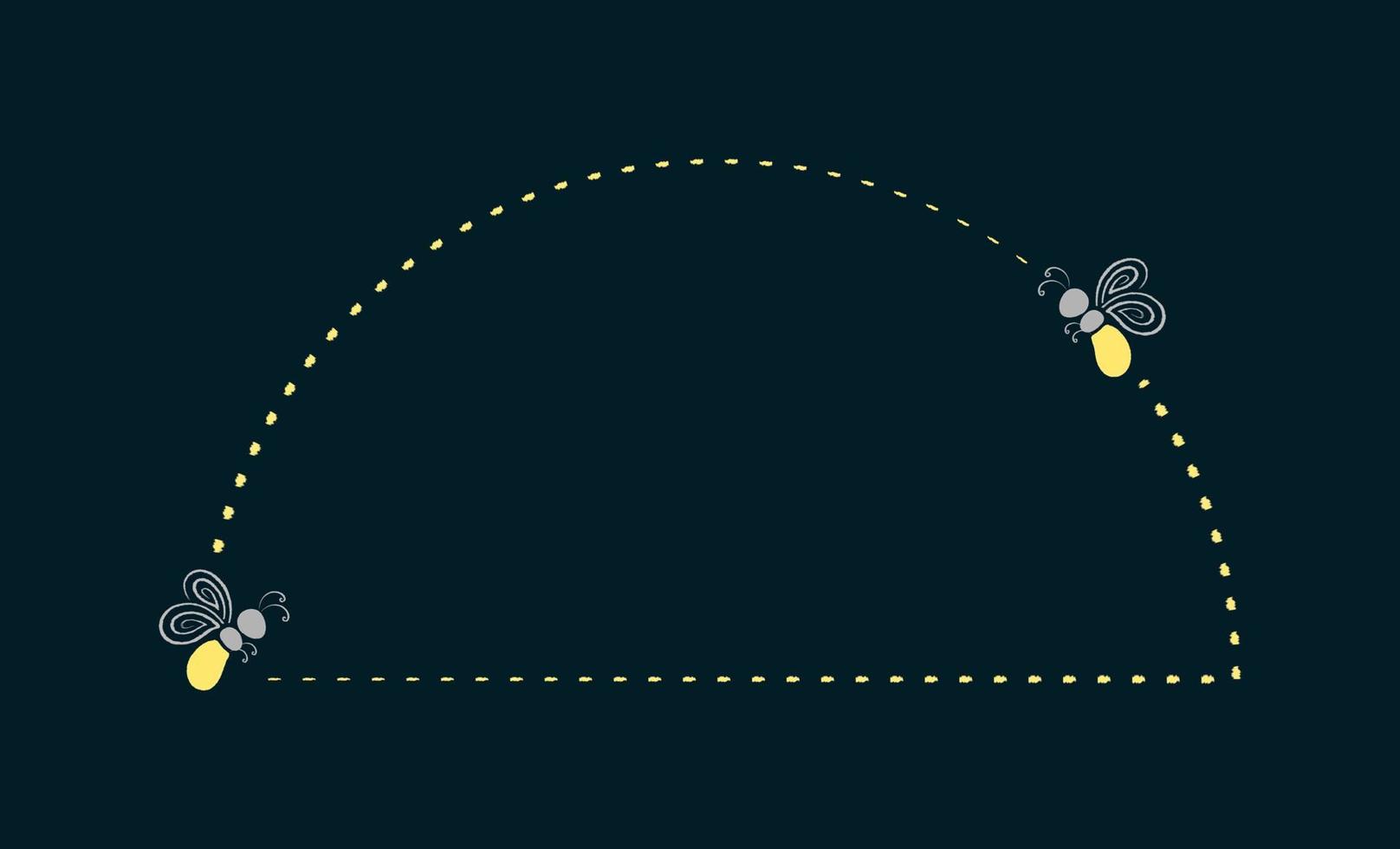 brillante luciérnaga medio circulo marco clipart recopilación. luciérnagas volador sendero frontera modelo con Copiar espacio. vector