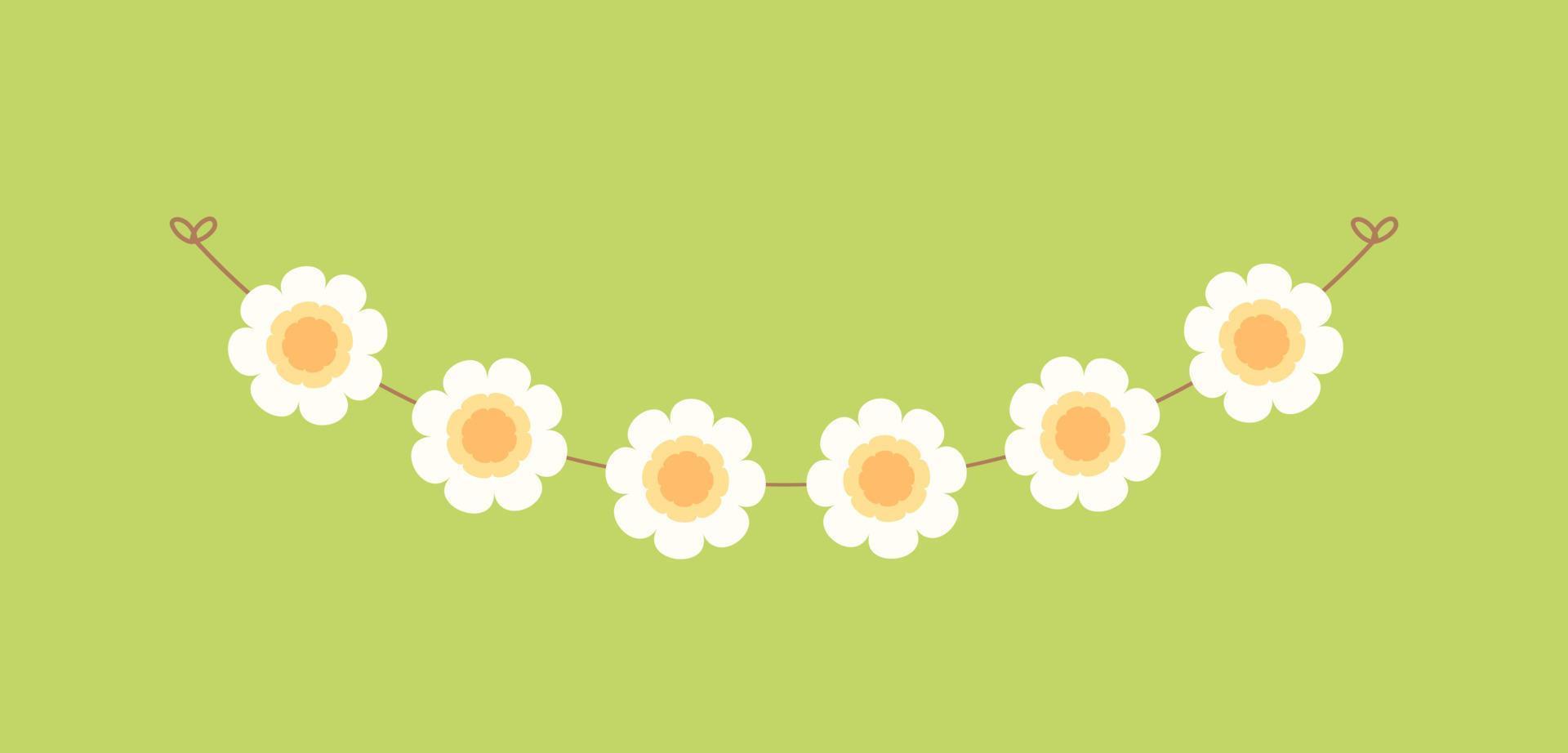 Cute spring floral garland illustration. Flower buntings for springtime designs. vector