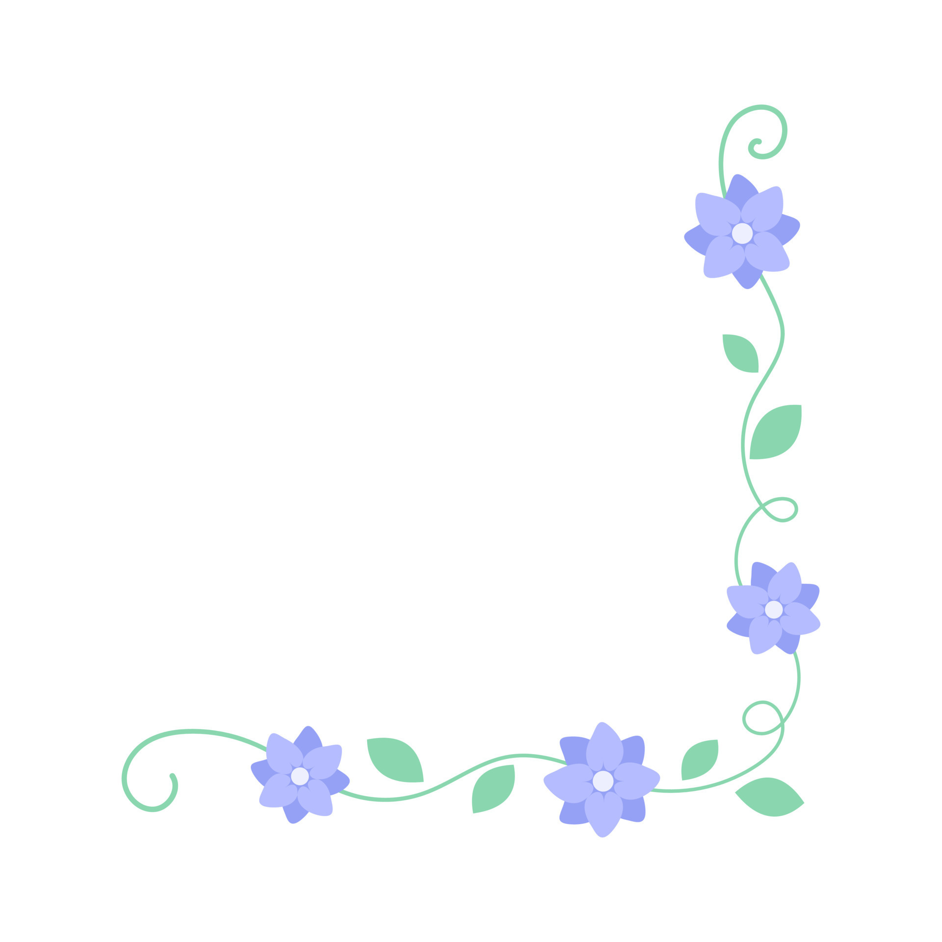 Flower corner frame vector design. Hand drawn floral corner borders