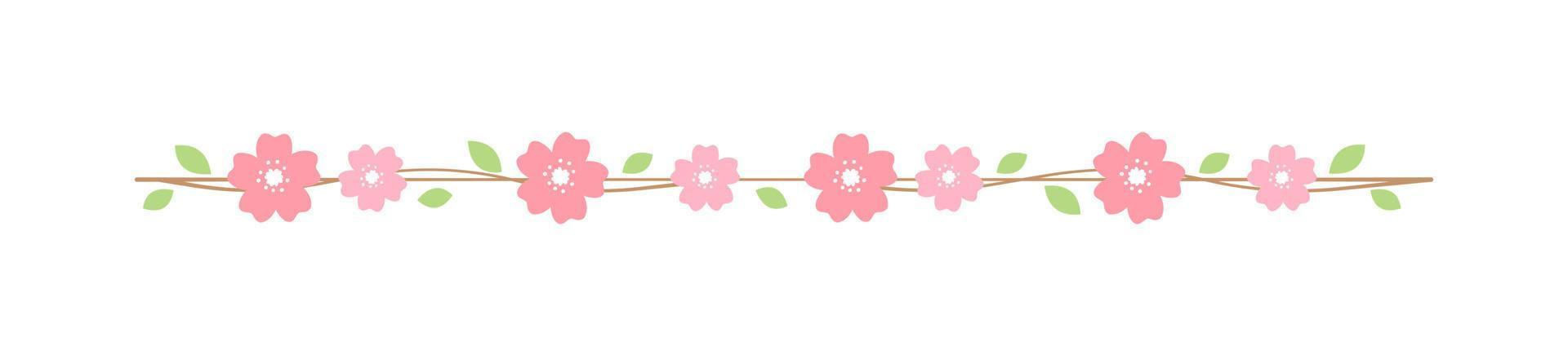 Cereza florecer divisor fronteras primavera sakura japonés flor separadores diseño elemento. vector