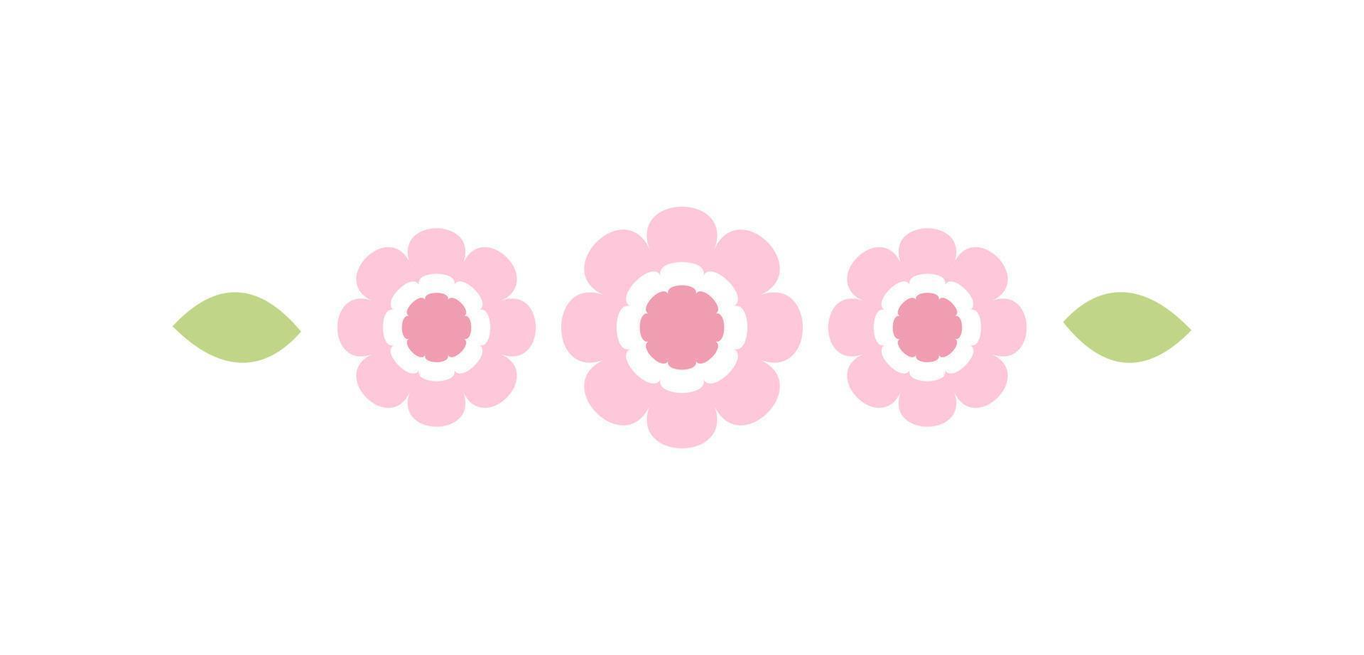 Cute floral divider border line illustration vector