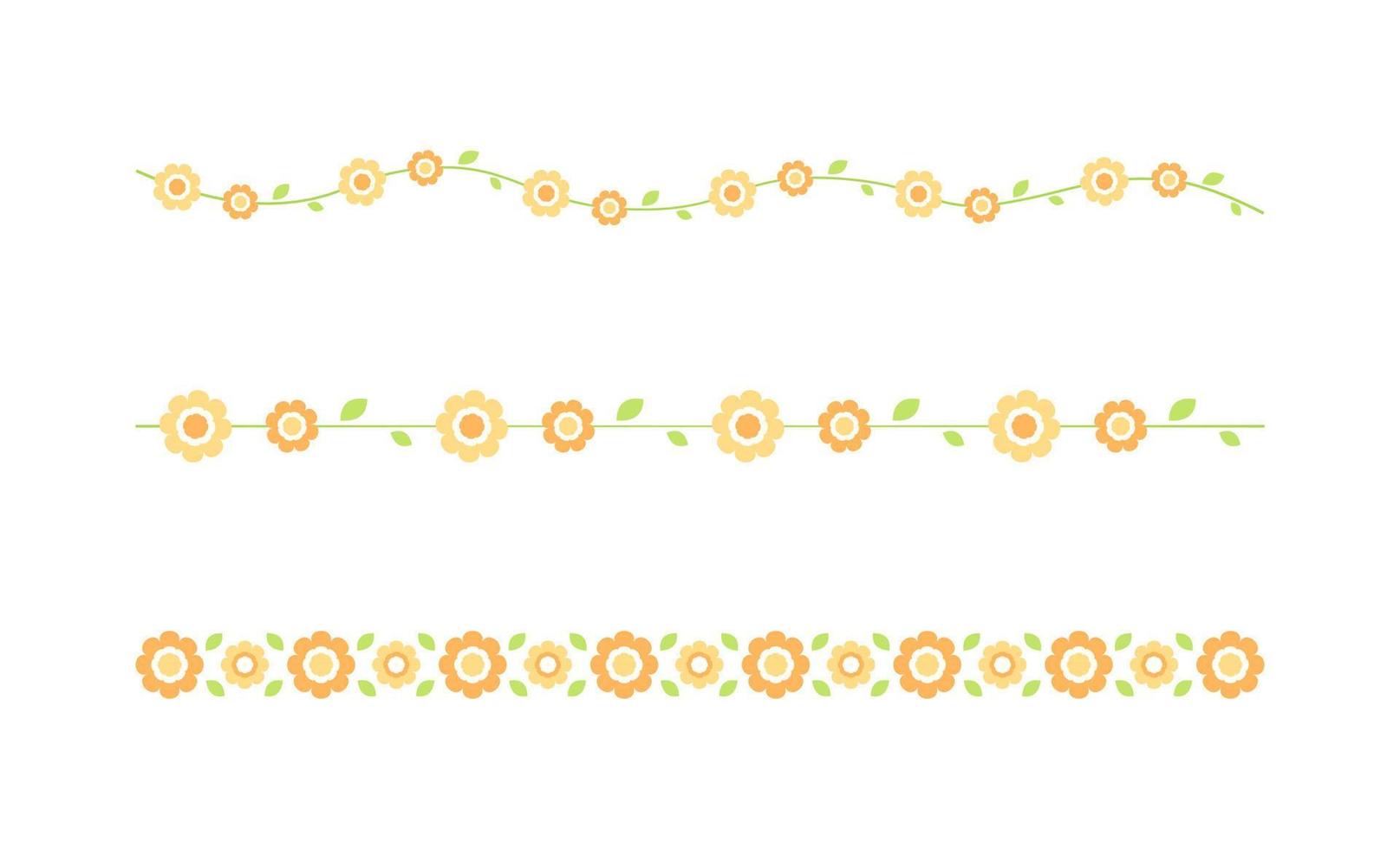 Cute Spring Floral Dividers Borders Set. Springtime and Easter flower separators design elements. vector