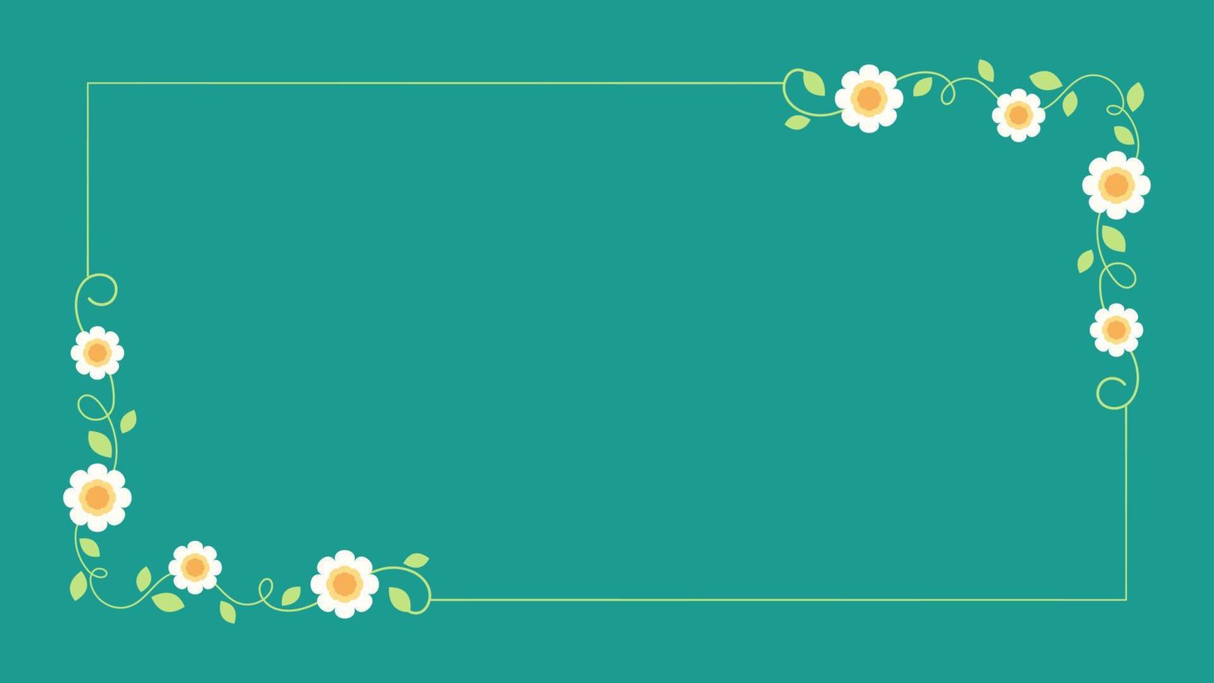 Cute botanical rectangular frame. Hand drawn line border, leaves and flowers, wedding invitation and cards, logo design and posters template. Elegant minimal style floral vector isolated