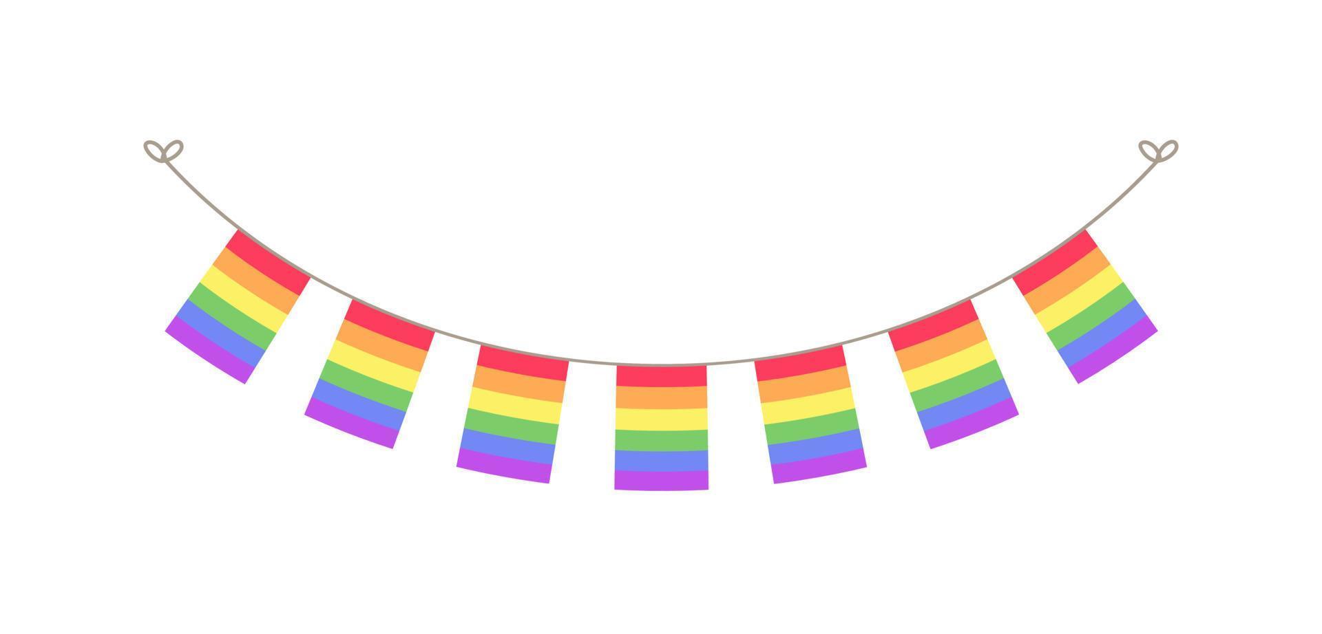 Rainbow garland. Pride month flag bunting divider simple vector illustration clipart