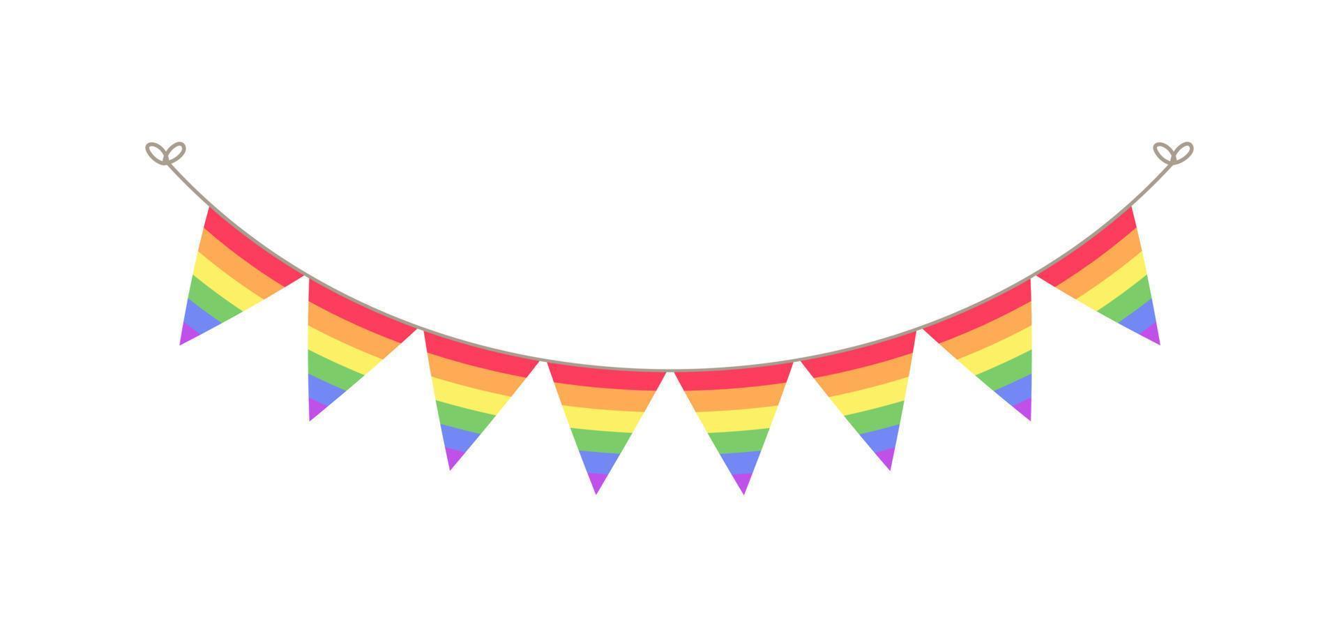 arco iris bandera banderín guirnalda. orgullo mes verderón divisor sencillo vector ilustración clipart