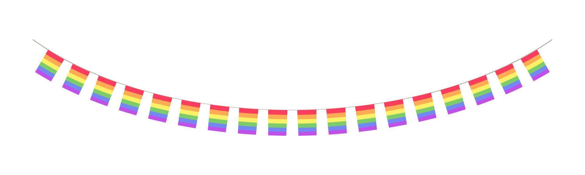 Rainbow flag pennant garland. Pride month bunting divider simple vector illustration clipart