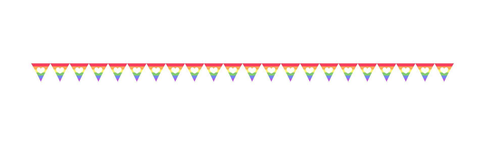 arco iris bandera con corazones separador. orgullo mes divisor sencillo vector ilustración clipart