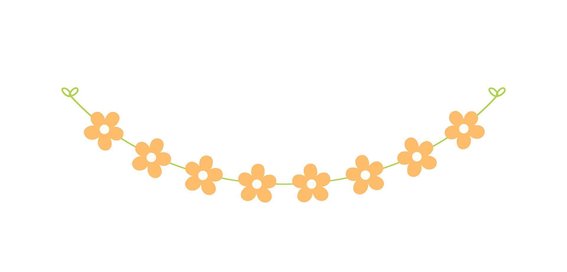 Cute spring floral garland illustration. Flower buntings for springtime designs. vector