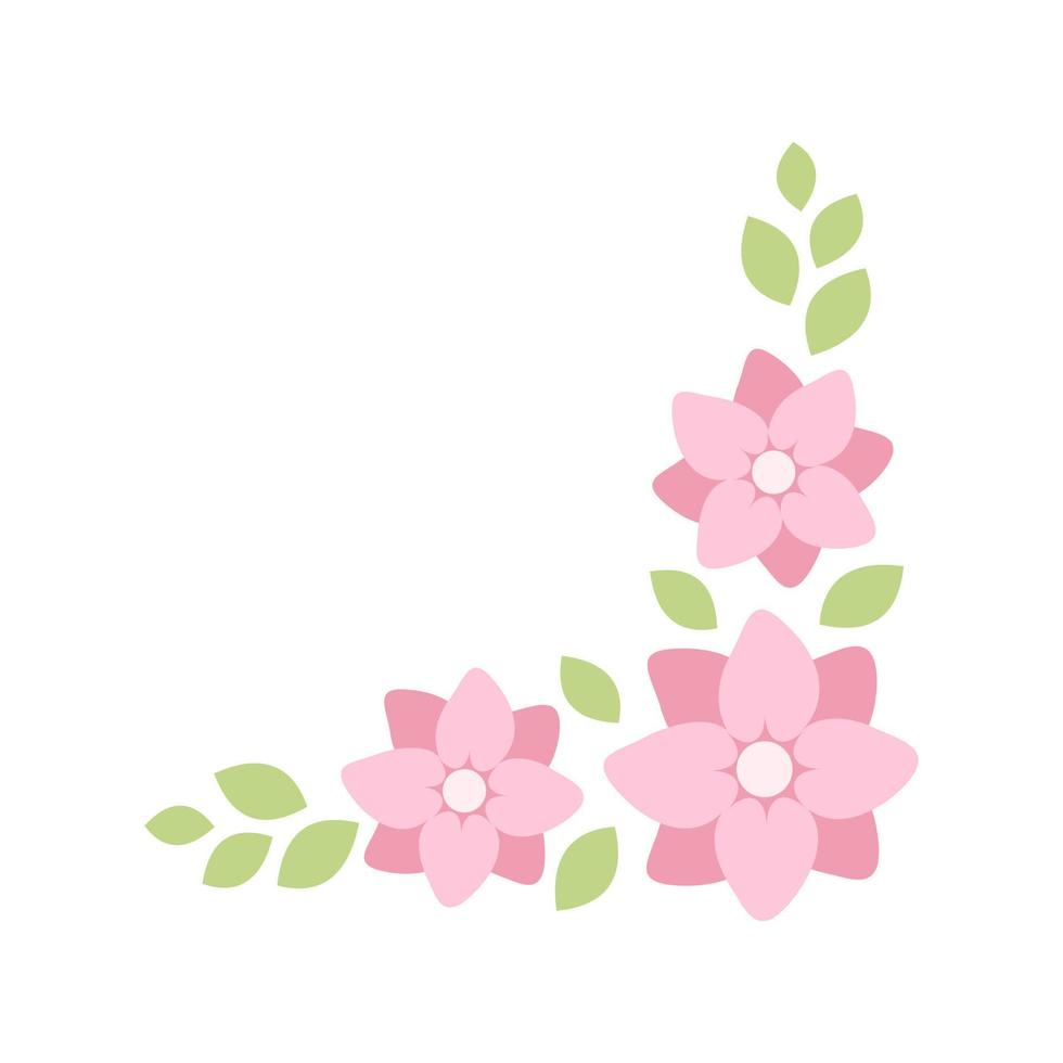 Flower corner frame vector design. Hand drawn floral corner borders.