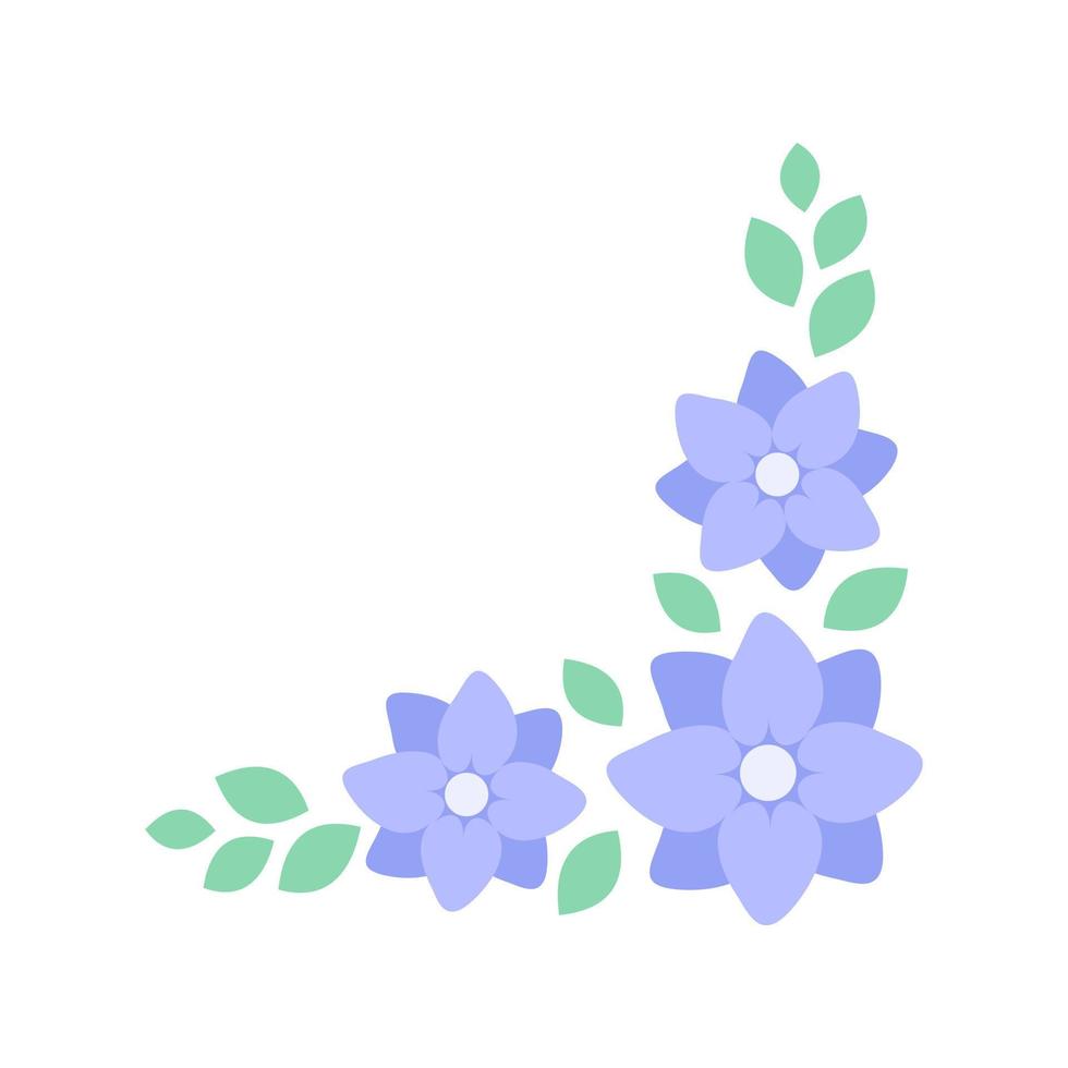 Flower corner frame vector design. Hand drawn floral corner borders