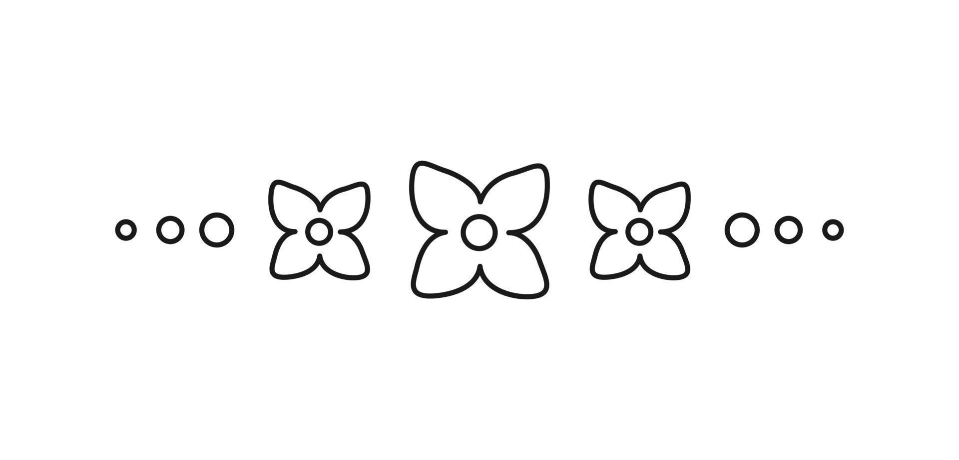 Cute floral page divider doodle illustrations. Simple flower border line art vector