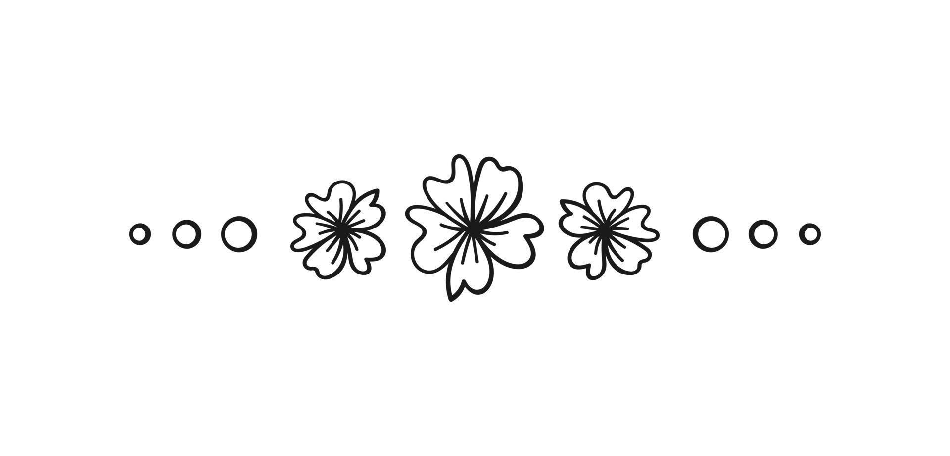 linda floral página divisor garabatear ilustraciones. sencillo flor frontera línea Arte vector