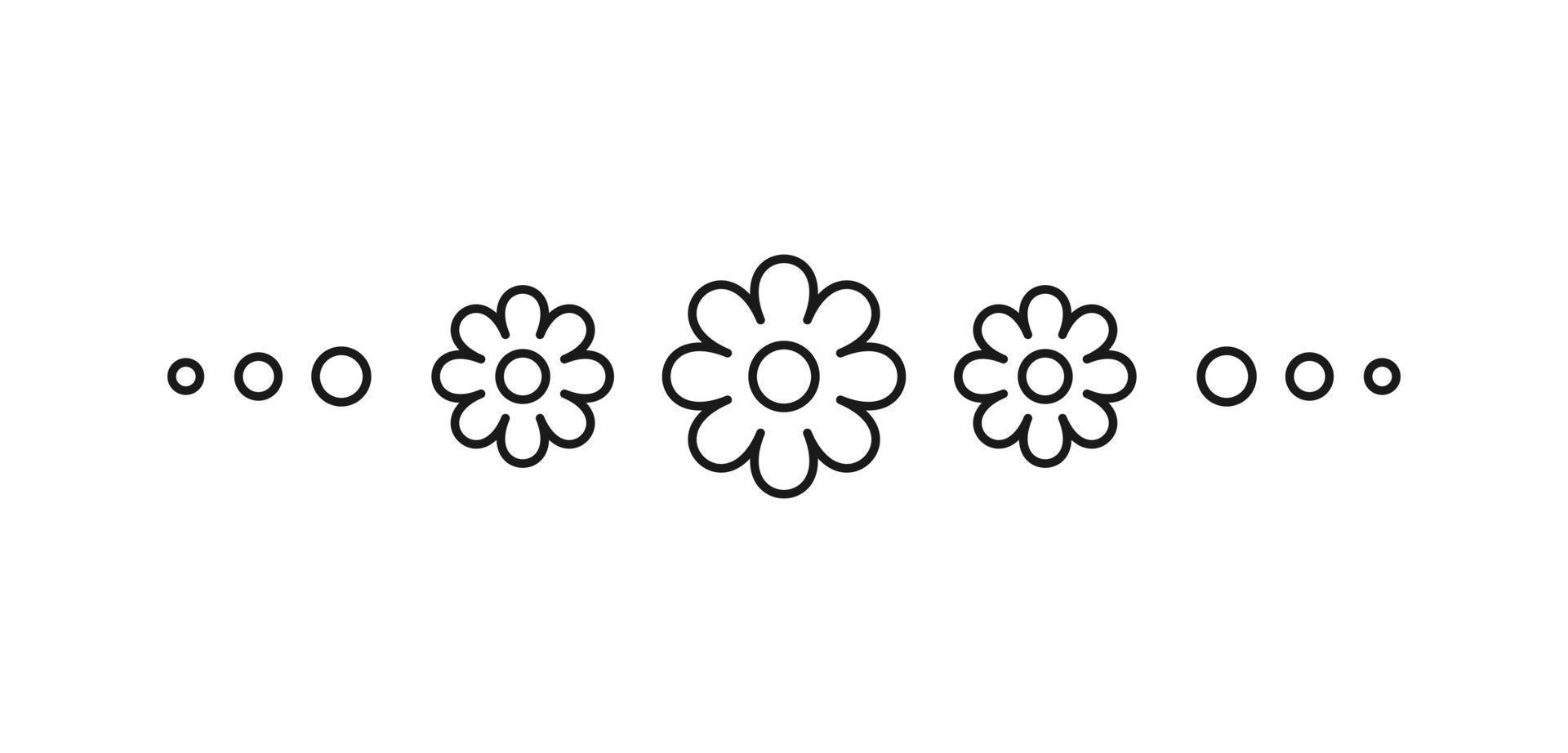 Cute floral page divider doodle illustrations. Simple flower border line art vector