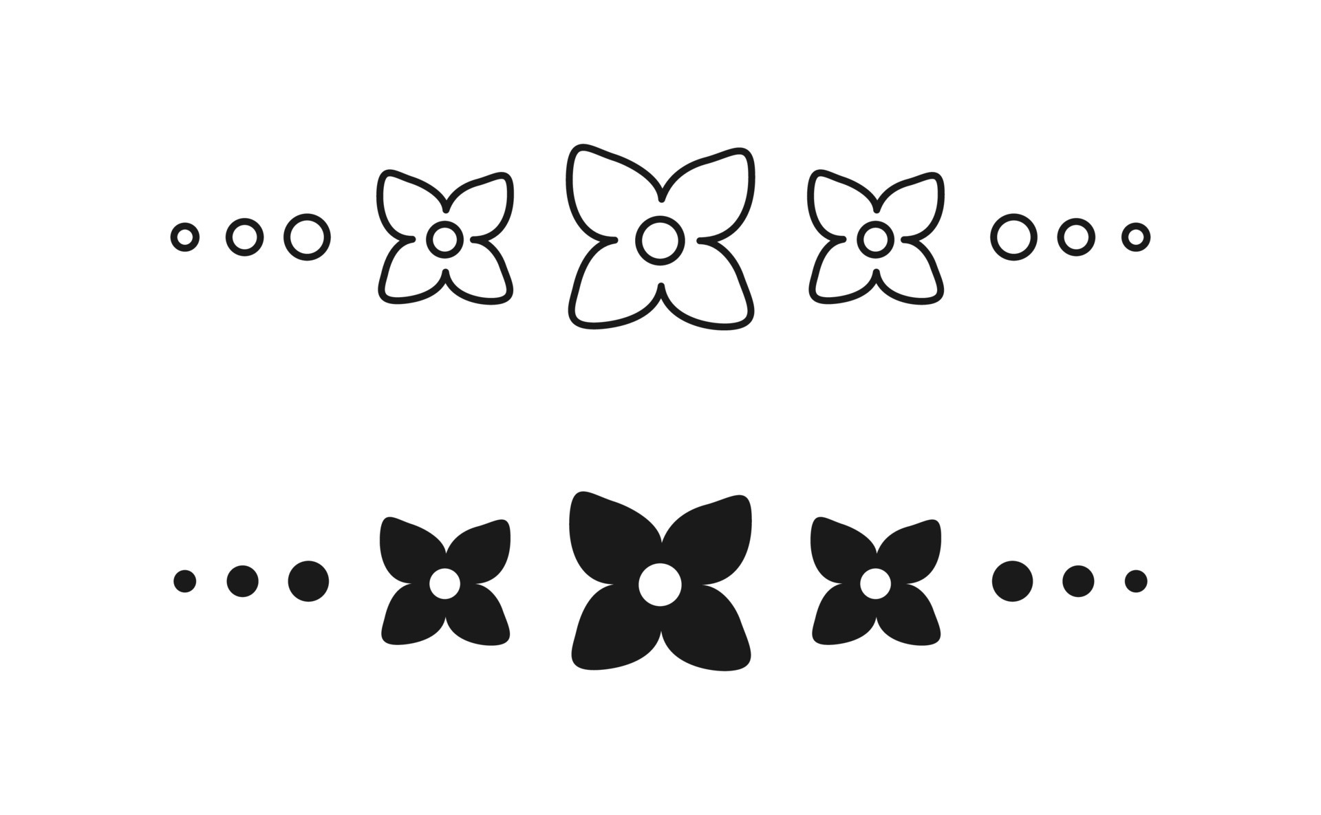 Cute floral page divider doodle illustrations. Simple flower border