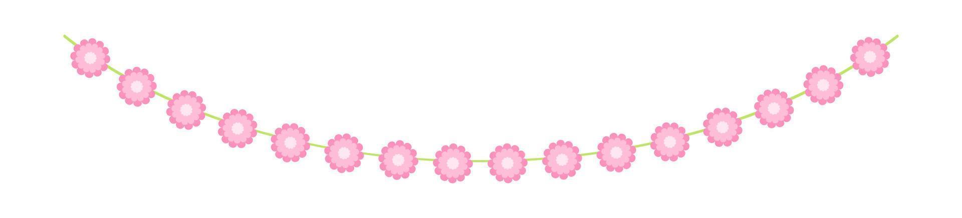 Cute spring floral garland illustration. Flower buntings for springtime designs. vector