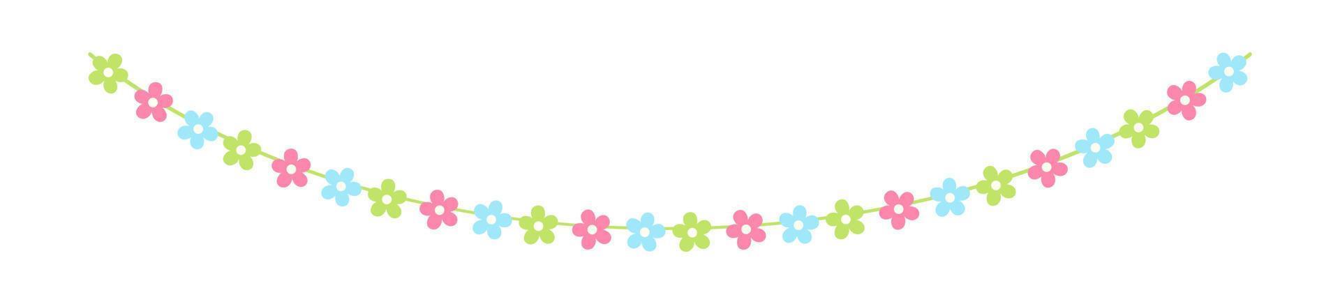Cute spring floral garland illustration. Flower buntings for springtime designs. vector