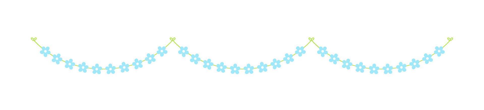 Cute spring floral garland illustration. Flower buntings for springtime designs. vector