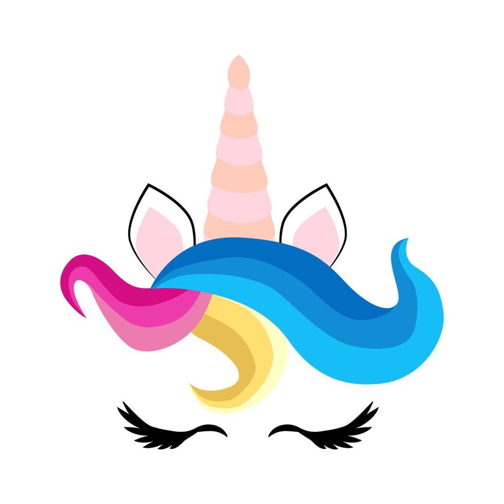 Happy unicorn face. Hand drawn style. Just believe. Birthday decoration theme illustration. vector