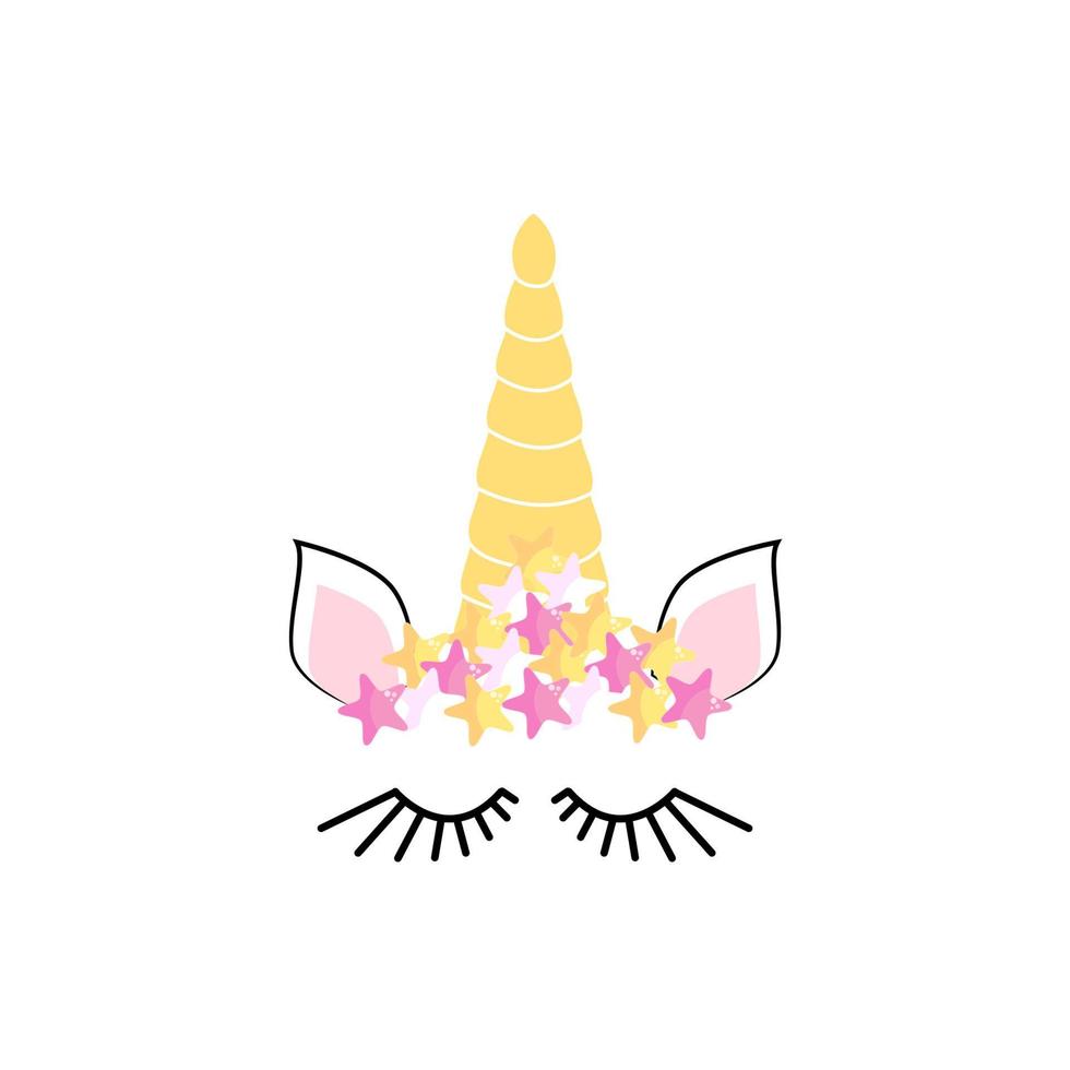 Unicorn minimalistic face horn cute sleeping 20434834 Vector Art at ...