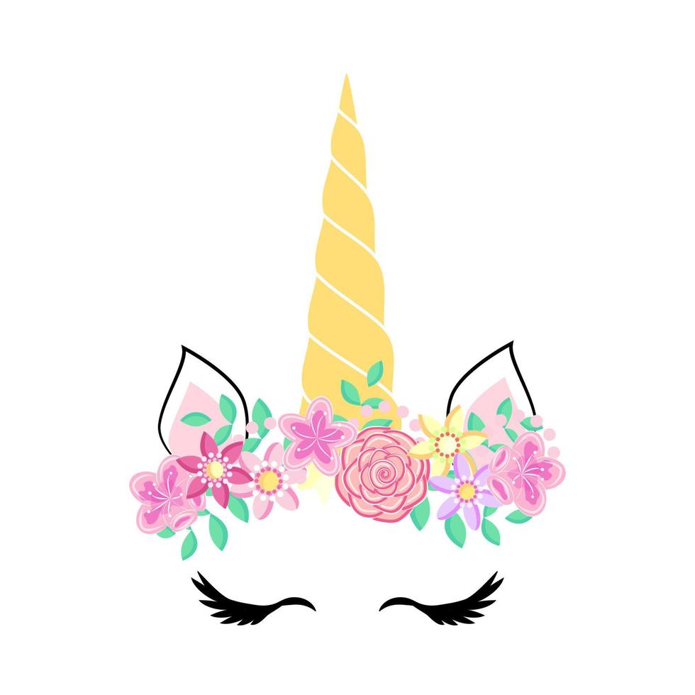 Unicorn minimalistic face horn cute sleeping vector