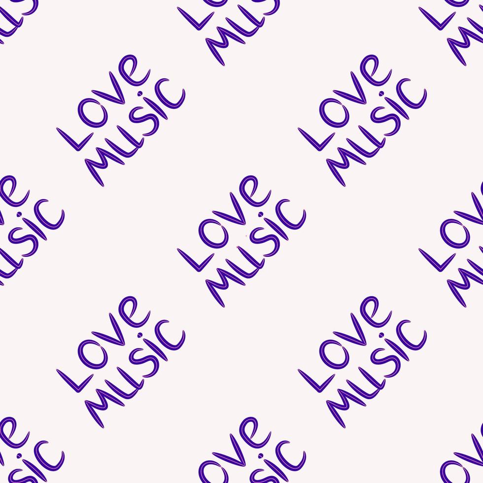 Love music seamless pattern with country guitar, music notes, treble clef, hearts, decorative elements. vector