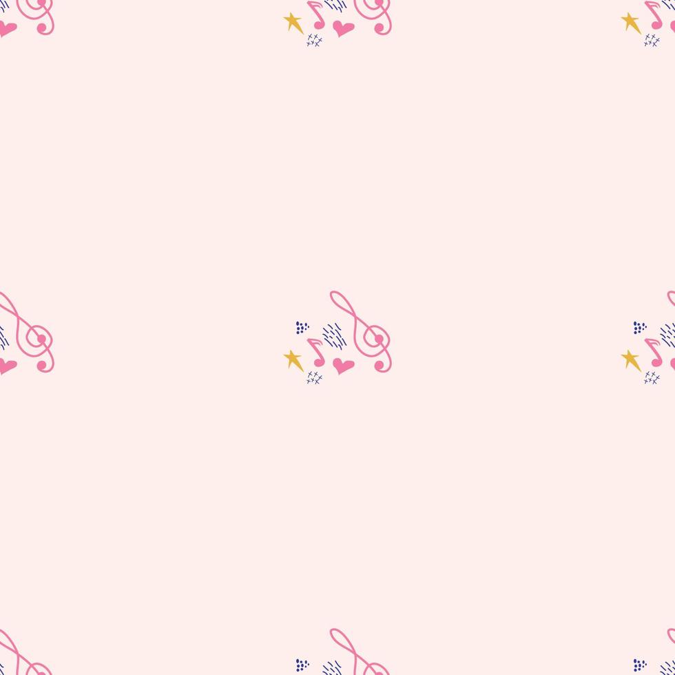 Pink, blue pastel texture with musical notes and a treble clef. Template for festival flyers vector