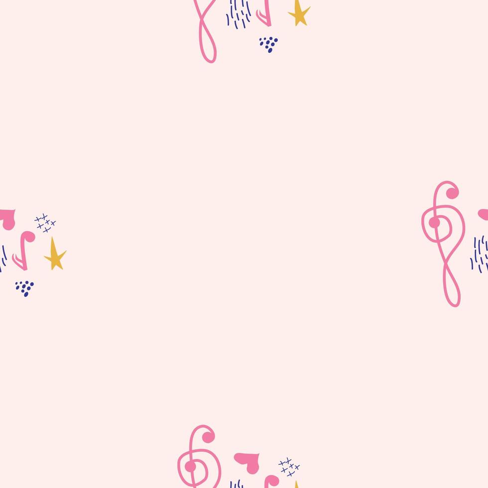 Pink, blue pastel texture with musical notes and a treble clef. Template for festival flyers vector