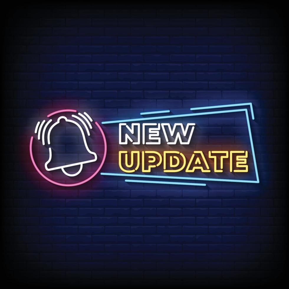 Neon Sign new update with brick wall background vector