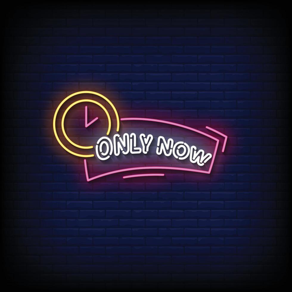 Neon Sign only now with brick wall background vector